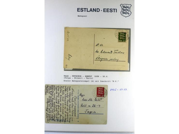 BAHNPOST: 1920/40, 35 Briefe und Karten mit verschiedenen Streckenstempeln, dabei auch "PERNAU-LELLE" als runder Normstempel 