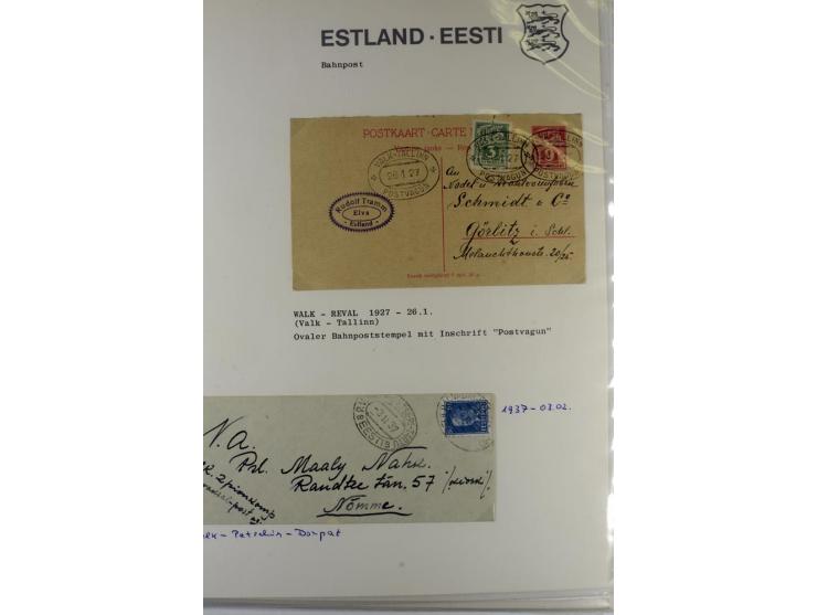 BAHNPOST: 1920/40, 35 Briefe und Karten mit verschiedenen Streckenstempeln, dabei auch "PERNAU-LELLE" als runder Normstempel 