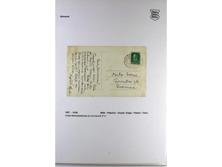BAHNPOST: 1920/40, 35 Briefe und Karten mit verschiedenen Streckenstempeln, dabei auch "PERNAU-LELLE" als runder Normstempel 