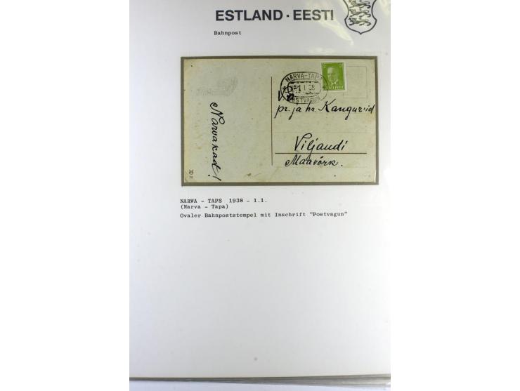 BAHNPOST: 1920/40, 35 Briefe und Karten mit verschiedenen Streckenstempeln, dabei auch "PERNAU-LELLE" als runder Normstempel 