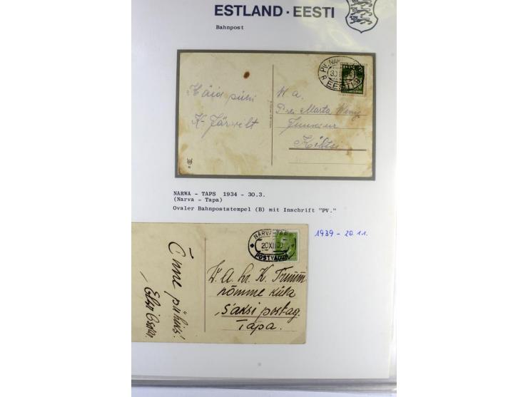 BAHNPOST: 1920/40, 35 Briefe und Karten mit verschiedenen Streckenstempeln, dabei auch "PERNAU-LELLE" als runder Normstempel 