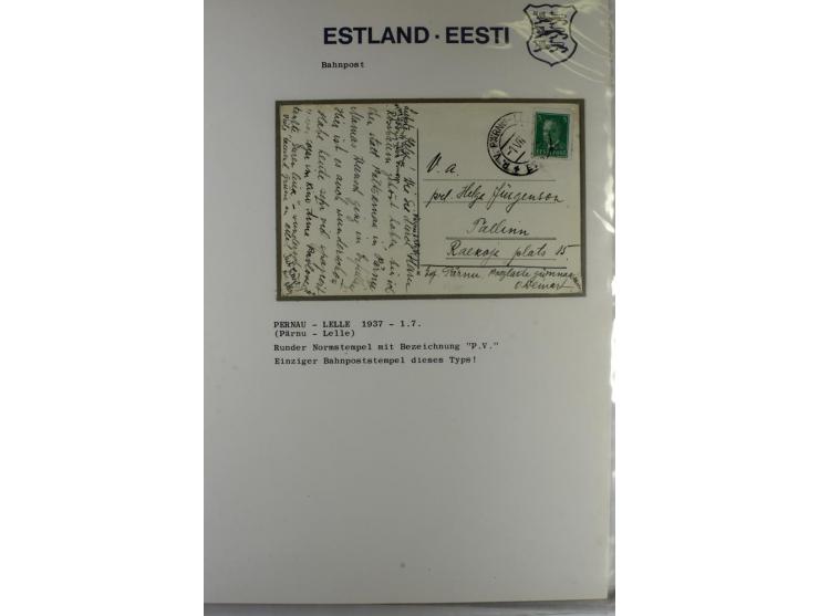 BAHNPOST: 1920/40, 35 Briefe und Karten mit verschiedenen Streckenstempeln, dabei auch "PERNAU-LELLE" als runder Normstempel 