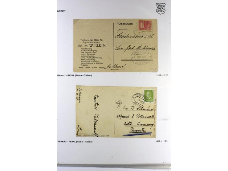 BAHNPOST: 1920/40, 35 Briefe und Karten mit verschiedenen Streckenstempeln, dabei auch "PERNAU-LELLE" als runder Normstempel 