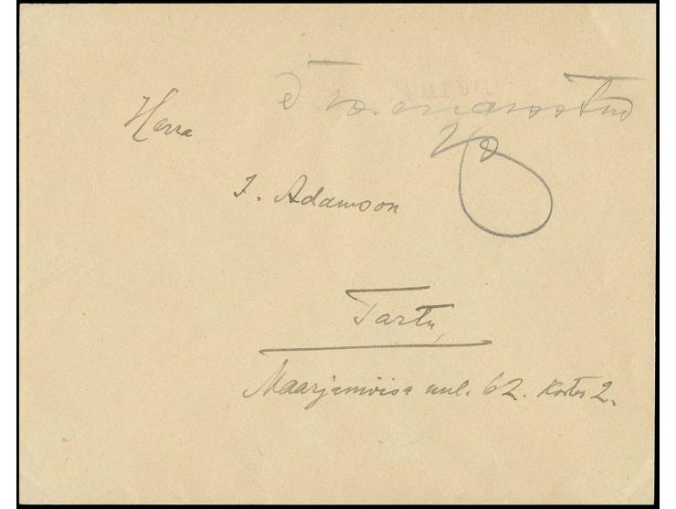 BARFRANKATUREN: 1918, Dorpat (Tartu), " 5 k. makstud" mit Unterschrift und nebengesetztem L1 "Tartu" auf Ortsbrief, gute Erha
