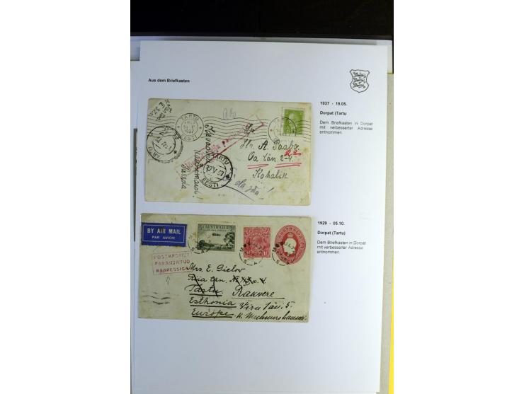BESONDERHEITEN: 1926/40, 15 Briefe und Karten, dabei 6 Karten mit Stempel "aus dem Briefkasten" sowie Incoming Mail u.a. aus 