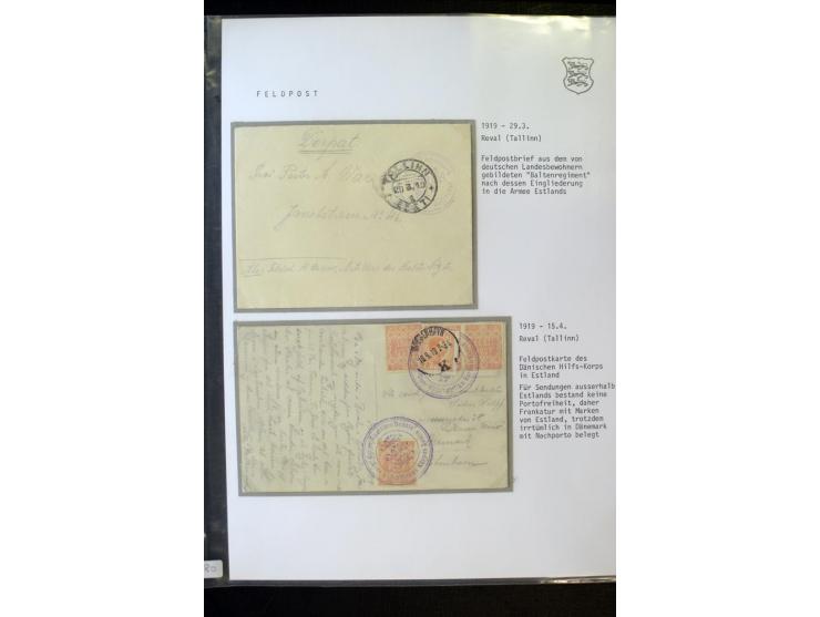 FELDPOST IM ESTNISCHEN FREIHEITSKRIEG: 1919, 12 Briefe und Karten mit verschiedenen Truppenstempeln, dabei eine frankierte Ka