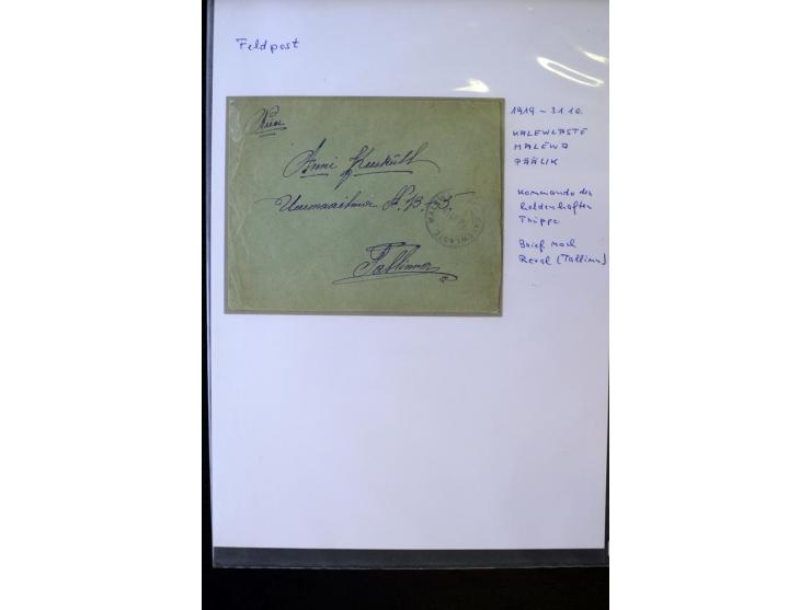 FELDPOST IM ESTNISCHEN FREIHEITSKRIEG: 1919, 12 Briefe und Karten mit verschiedenen Truppenstempeln, dabei eine frankierte Ka