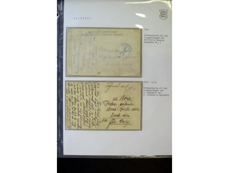 FELDPOST IM ESTNISCHEN FREIHEITSKRIEG: 1919, 12 Briefe und Karten mit verschiedenen Truppenstempeln, dabei eine frankierte Ka