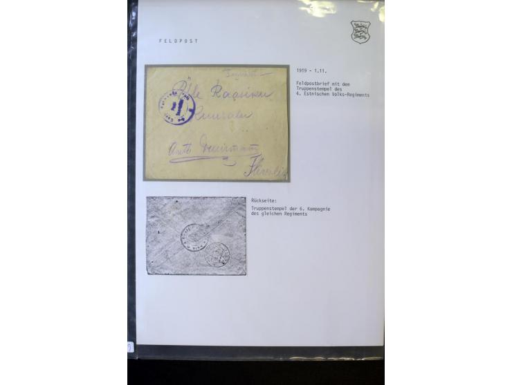 FELDPOST IM ESTNISCHEN FREIHEITSKRIEG: 1919, 12 Briefe und Karten mit verschiedenen Truppenstempeln, dabei eine frankierte Ka