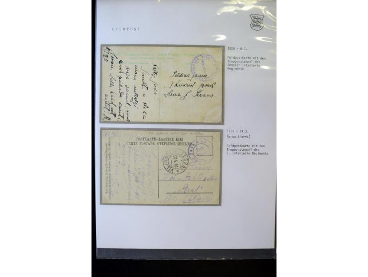 FELDPOST IM ESTNISCHEN FREIHEITSKRIEG: 1919, 12 Briefe und Karten mit verschiedenen Truppenstempeln, dabei eine frankierte Ka