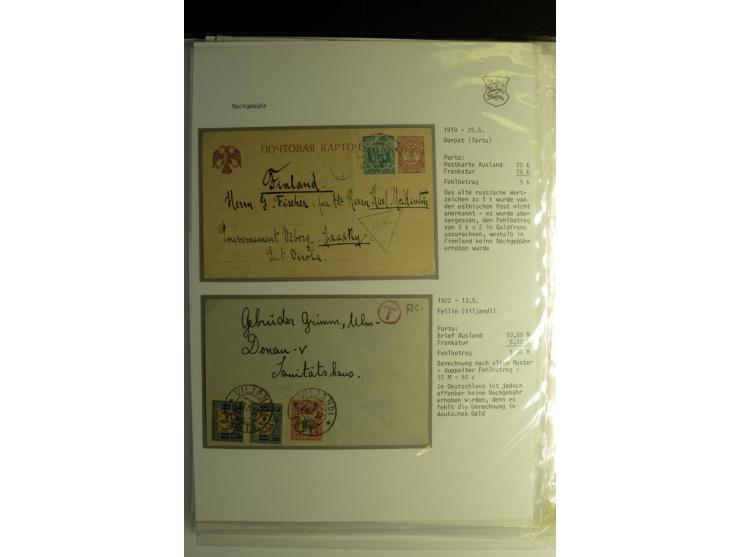 NACHGEBÜHR: 1919/39, über 20 Briefe und Karten, dabei unfrankierte Post, nicht anerkannte Wertzeichen, Nachgebühr auf Bahnpos