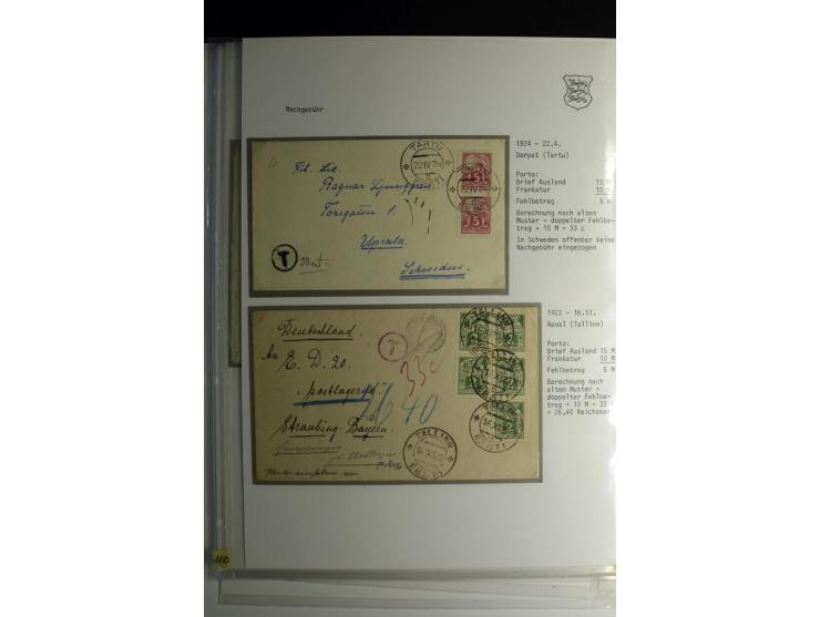 NACHGEBÜHR: 1919/39, über 20 Briefe und Karten, dabei unfrankierte Post, nicht anerkannte Wertzeichen, Nachgebühr auf Bahnpos