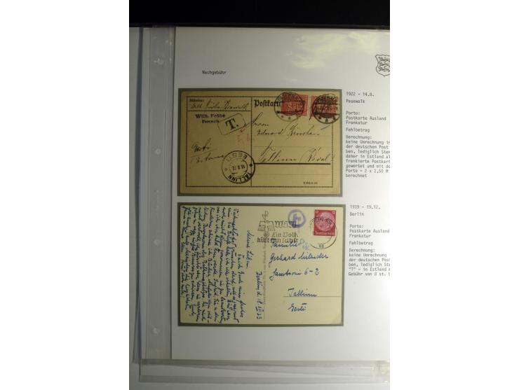 NACHGEBÜHR: 1919/39, über 20 Briefe und Karten, dabei unfrankierte Post, nicht anerkannte Wertzeichen, Nachgebühr auf Bahnpos