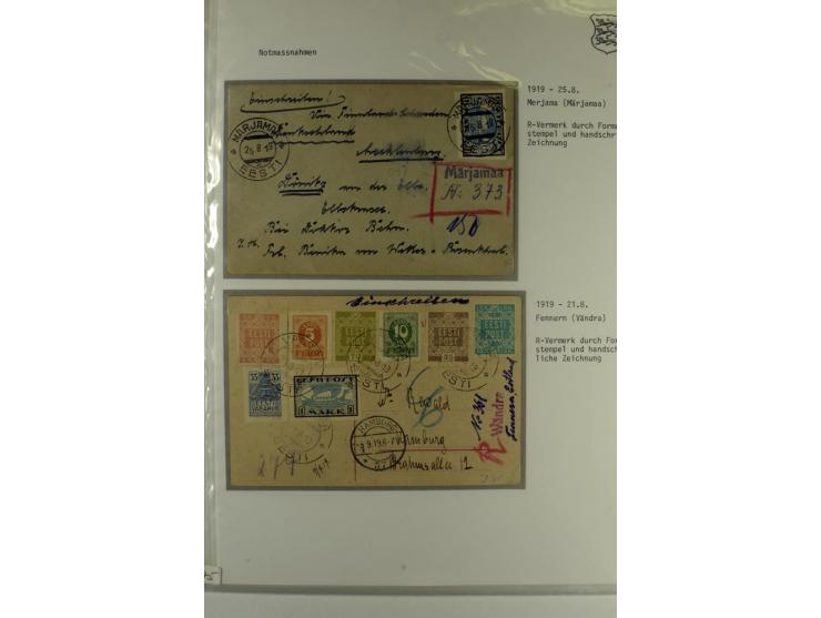 NOTMASSNAHMEN: 1919/20, 8 frankierte Briefe, dabei russischer R-Zettel für Auslandssendungen mit handschriftlichem Zusatz, ru