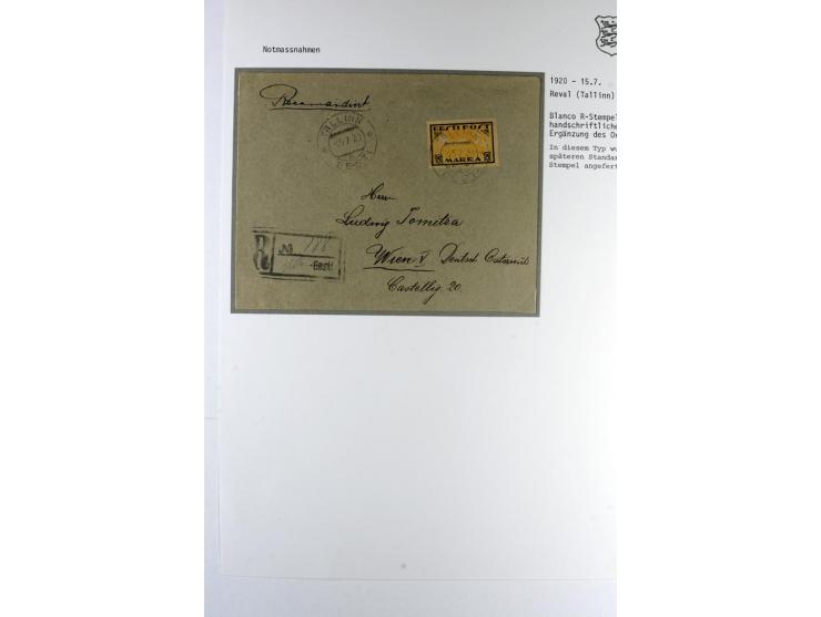 NOTMASSNAHMEN: 1919/20, 8 frankierte Briefe, dabei russischer R-Zettel für Auslandssendungen mit handschriftlichem Zusatz, ru