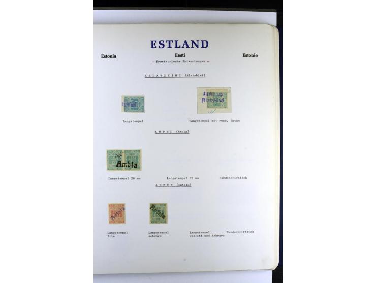 PROVISORISCHE bzw. STUMME STEMPEL: 1918/20, ALLATZKIWI bis WILJANDI, Sammlung mit über 110 Marken/Einheitehn bzw. Briefstücke