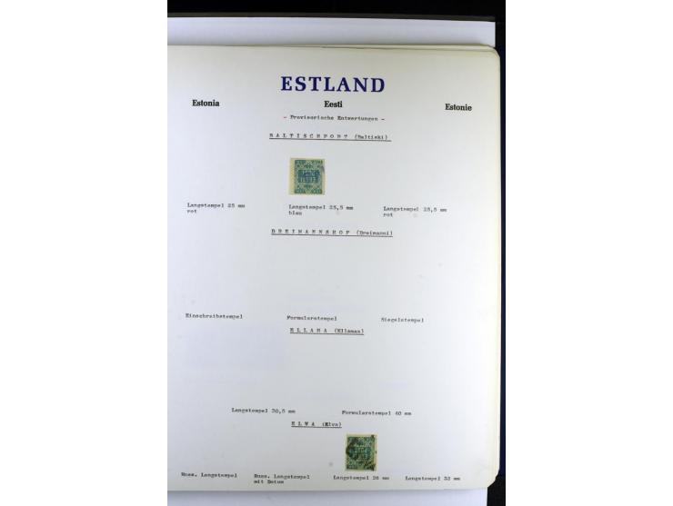 PROVISORISCHE bzw. STUMME STEMPEL: 1918/20, ALLATZKIWI bis WILJANDI, Sammlung mit über 110 Marken/Einheitehn bzw. Briefstücke