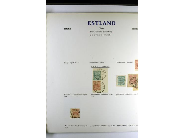 PROVISORISCHE bzw. STUMME STEMPEL: 1918/20, ALLATZKIWI bis WILJANDI, Sammlung mit über 110 Marken/Einheitehn bzw. Briefstücke