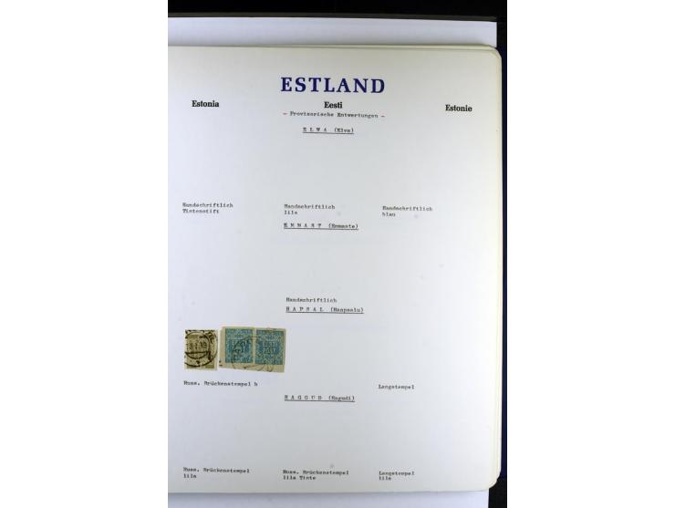 PROVISORISCHE bzw. STUMME STEMPEL: 1918/20, ALLATZKIWI bis WILJANDI, Sammlung mit über 110 Marken/Einheitehn bzw. Briefstücke