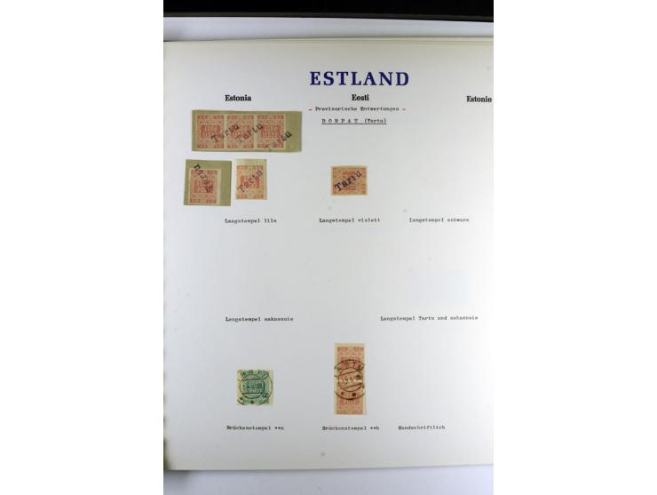 PROVISORISCHE bzw. STUMME STEMPEL: 1918/20, ALLATZKIWI bis WILJANDI, Sammlung mit über 110 Marken/Einheitehn bzw. Briefstücke