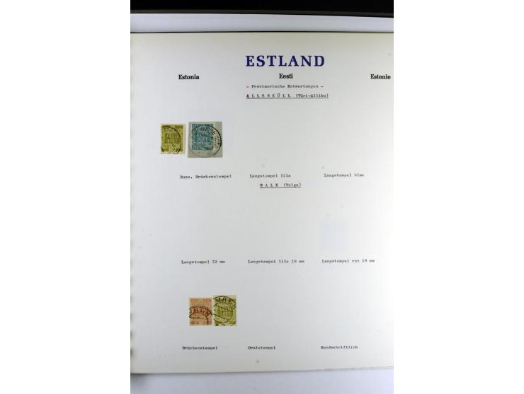 PROVISORISCHE bzw. STUMME STEMPEL: 1918/20, ALLATZKIWI bis WILJANDI, Sammlung mit über 110 Marken/Einheitehn bzw. Briefstücke