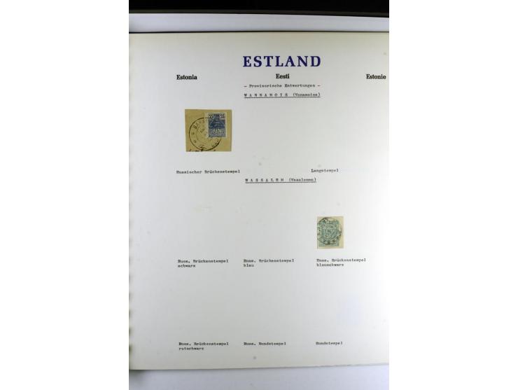 PROVISORISCHE bzw. STUMME STEMPEL: 1918/20, ALLATZKIWI bis WILJANDI, Sammlung mit über 110 Marken/Einheitehn bzw. Briefstücke
