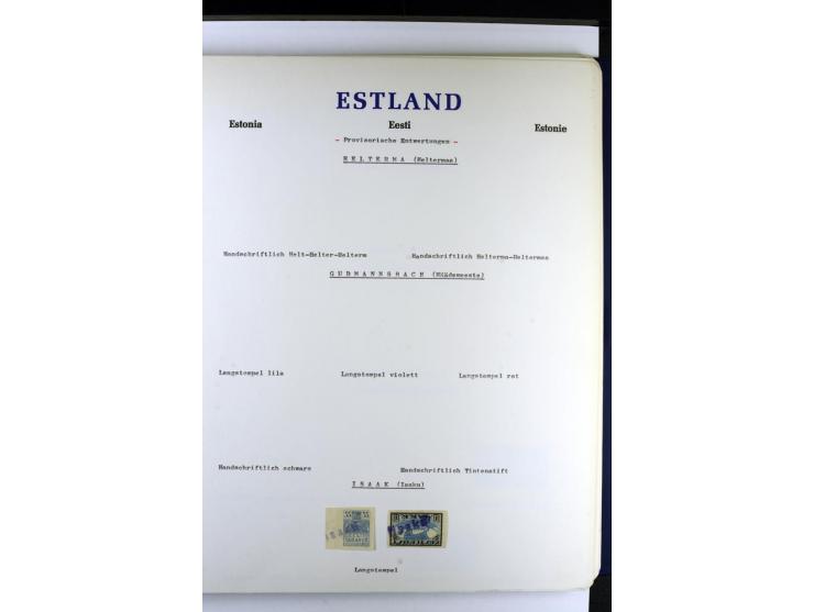 PROVISORISCHE bzw. STUMME STEMPEL: 1918/20, ALLATZKIWI bis WILJANDI, Sammlung mit über 110 Marken/Einheitehn bzw. Briefstücke