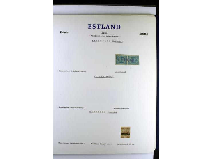 PROVISORISCHE bzw. STUMME STEMPEL: 1918/20, ALLATZKIWI bis WILJANDI, Sammlung mit über 110 Marken/Einheitehn bzw. Briefstücke