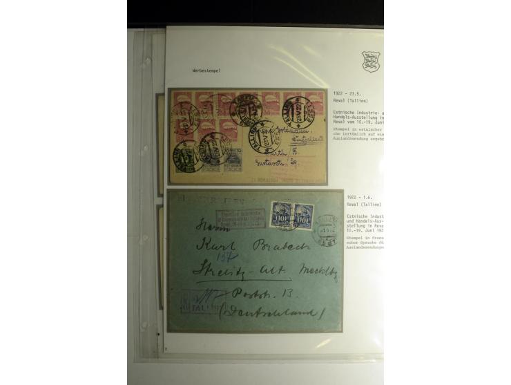 WERBESTEMPEL: 1922/41, 22 Briefe und Karten mit verschiedenen Werbestempeln, dabei "Handels-Ausstellung in Reval vom 10.-.19 