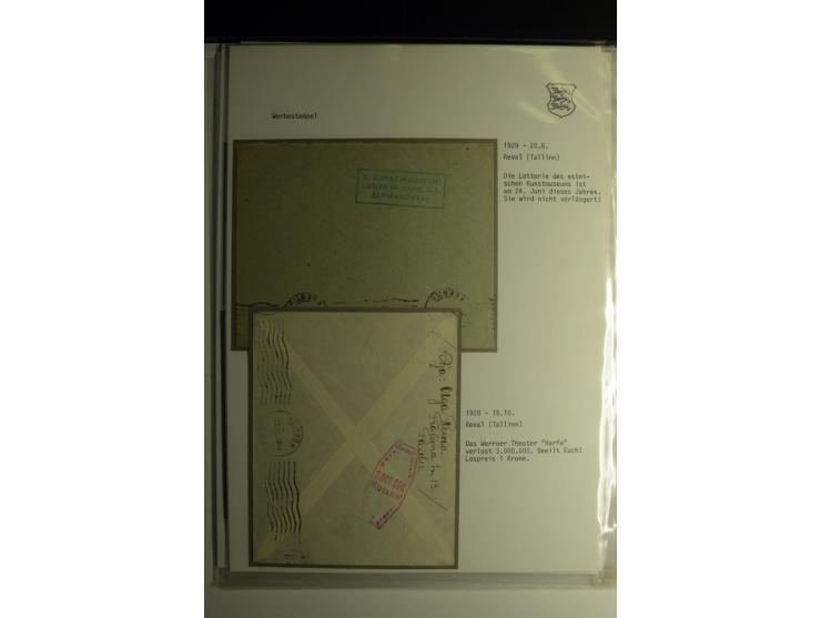 WERBESTEMPEL: 1922/41, 22 Briefe und Karten mit verschiedenen Werbestempeln, dabei "Handels-Ausstellung in Reval vom 10.-.19 