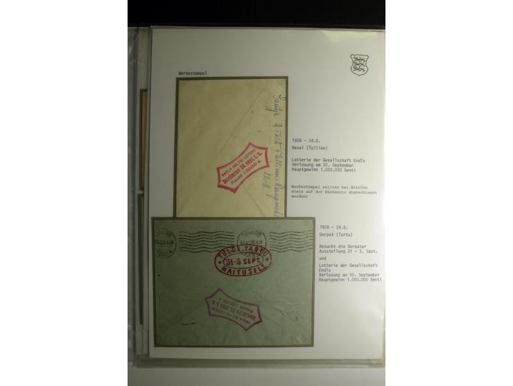 WERBESTEMPEL: 1922/41, 22 Briefe und Karten mit verschiedenen Werbestempeln, dabei "Handels-Ausstellung in Reval vom 10.-.19 
