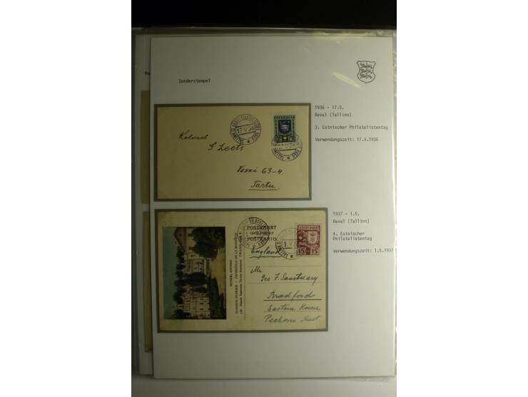 SONDERSTEMPEL: 1919/40, über 30 Briefe und Karten sowie wenige Aussschnitte mit verschiedenen Stempeln, dabei u.a. "REVAL PRO