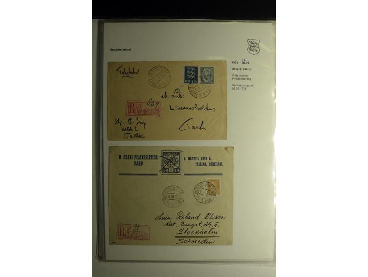 SONDERSTEMPEL: 1919/40, über 30 Briefe und Karten sowie wenige Aussschnitte mit verschiedenen Stempeln, dabei u.a. "REVAL PRO
