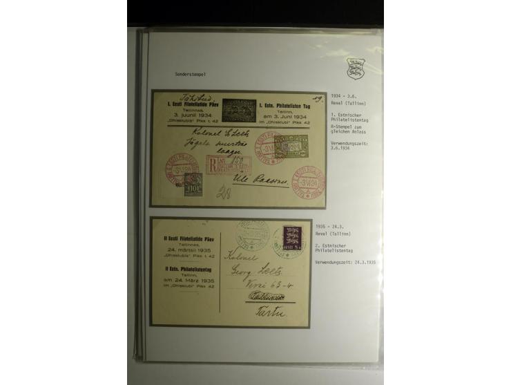 SONDERSTEMPEL: 1919/40, über 30 Briefe und Karten sowie wenige Aussschnitte mit verschiedenen Stempeln, dabei u.a. "REVAL PRO