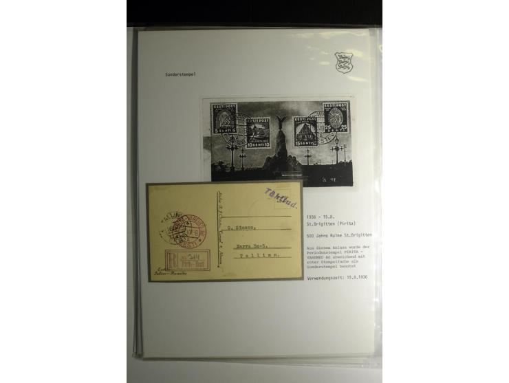 SONDERSTEMPEL: 1919/40, über 30 Briefe und Karten sowie wenige Aussschnitte mit verschiedenen Stempeln, dabei u.a. "REVAL PRO