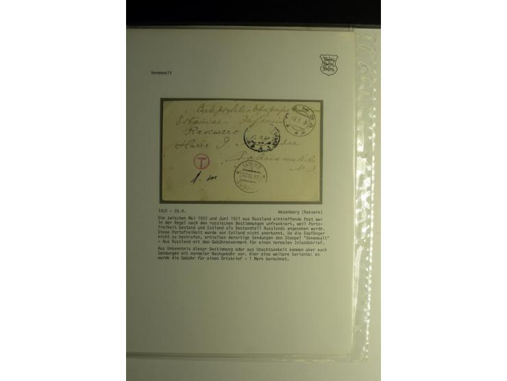 VENEMAALT: 1920/22, drei Briefe ohne Stempel aber teils mit Nachporto belegt, dabei ein Brief von Pernau nach Wesenberg mit N
