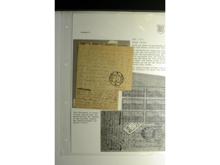 VENEMAALT: 1920/22, drei Briefe ohne Stempel aber teils mit Nachporto belegt, dabei ein Brief von Pernau nach Wesenberg mit N