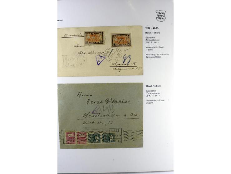 ZENSUR: 1918/40, hochinteressante Sammlung von über 50 Briefen und Karten, dabei verschiedene Zensurstempel und Verschlußband