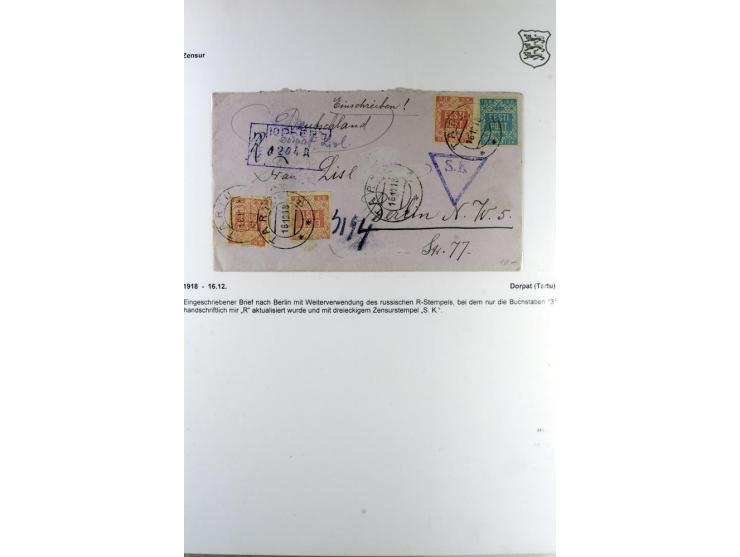 ZENSUR: 1918/40, hochinteressante Sammlung von über 50 Briefen und Karten, dabei verschiedene Zensurstempel und Verschlußband