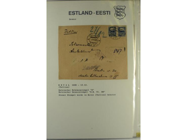 ZENSUR: 1918/40, hochinteressante Sammlung von über 50 Briefen und Karten, dabei verschiedene Zensurstempel und Verschlußband