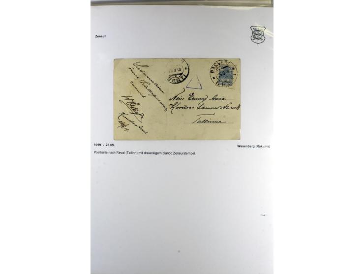 ZENSUR: 1918/40, hochinteressante Sammlung von über 50 Briefen und Karten, dabei verschiedene Zensurstempel und Verschlußband