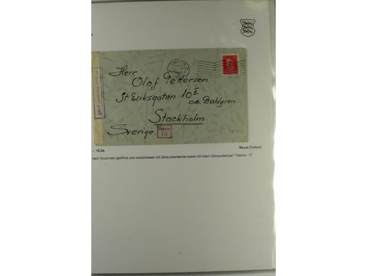 ZENSUR: 1918/40, hochinteressante Sammlung von über 50 Briefen und Karten, dabei verschiedene Zensurstempel und Verschlußband