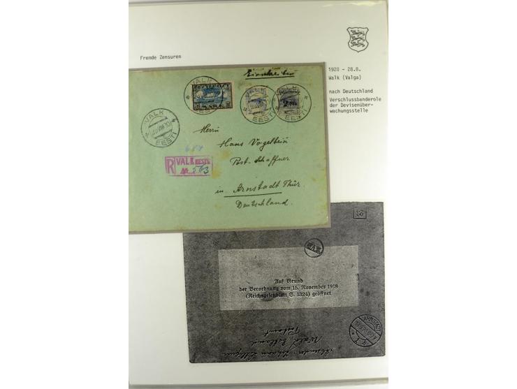ZENSUR: 1918/40, hochinteressante Sammlung von über 50 Briefen und Karten, dabei verschiedene Zensurstempel und Verschlußband