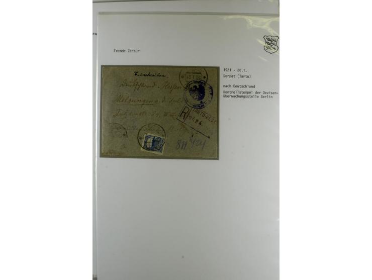 ZENSUR: 1918/40, hochinteressante Sammlung von über 50 Briefen und Karten, dabei verschiedene Zensurstempel und Verschlußband
