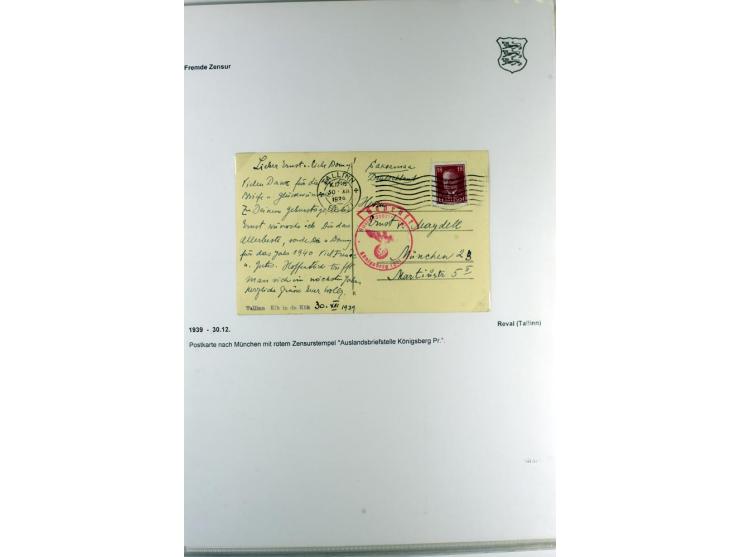 ZENSUR: 1918/40, hochinteressante Sammlung von über 50 Briefen und Karten, dabei verschiedene Zensurstempel und Verschlußband
