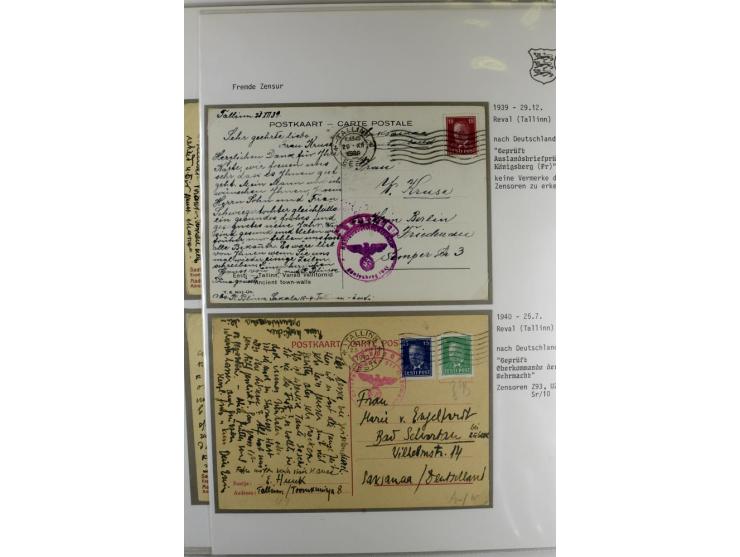 ZENSUR: 1918/40, hochinteressante Sammlung von über 50 Briefen und Karten, dabei verschiedene Zensurstempel und Verschlußband