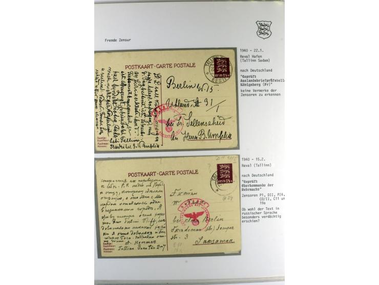 ZENSUR: 1918/40, hochinteressante Sammlung von über 50 Briefen und Karten, dabei verschiedene Zensurstempel und Verschlußband