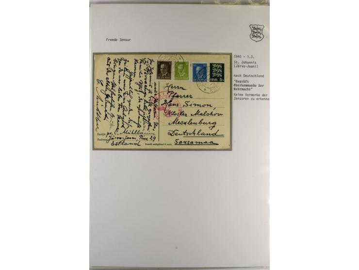 ZENSUR: 1918/40, hochinteressante Sammlung von über 50 Briefen und Karten, dabei verschiedene Zensurstempel und Verschlußband