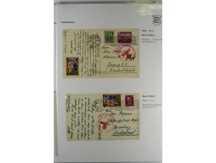 ZENSUR: 1918/40, hochinteressante Sammlung von über 50 Briefen und Karten, dabei verschiedene Zensurstempel und Verschlußband