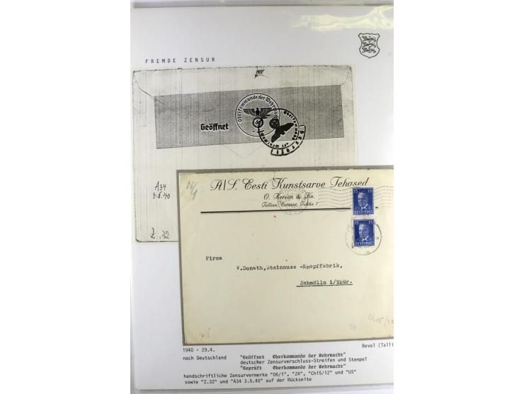 ZENSUR: 1918/40, hochinteressante Sammlung von über 50 Briefen und Karten, dabei verschiedene Zensurstempel und Verschlußband